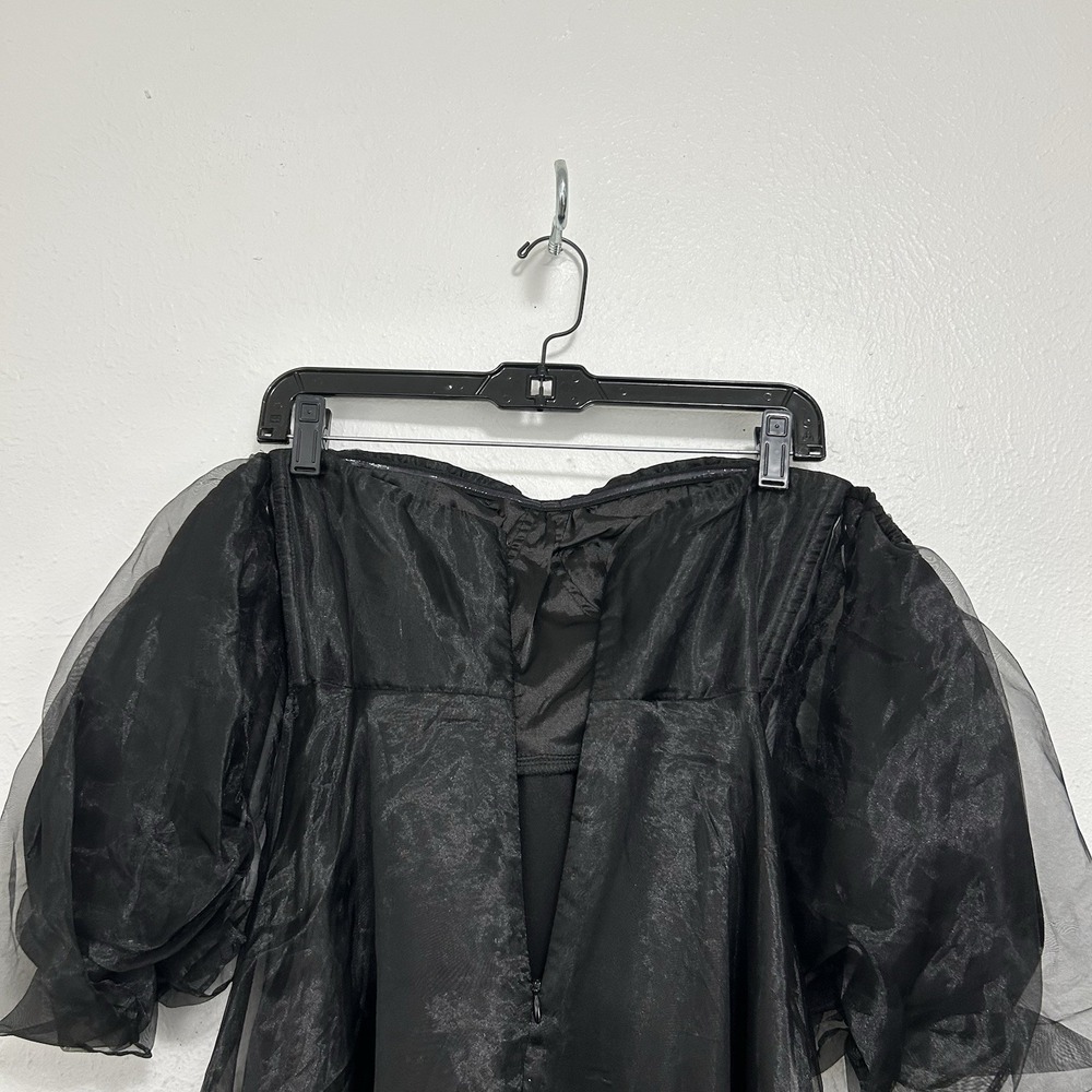 Lulus‎ True Excellence Black Bustier Off-The-Shoulder  Gown XS Hi Slit HOCO Prom - Picture 9 of 12